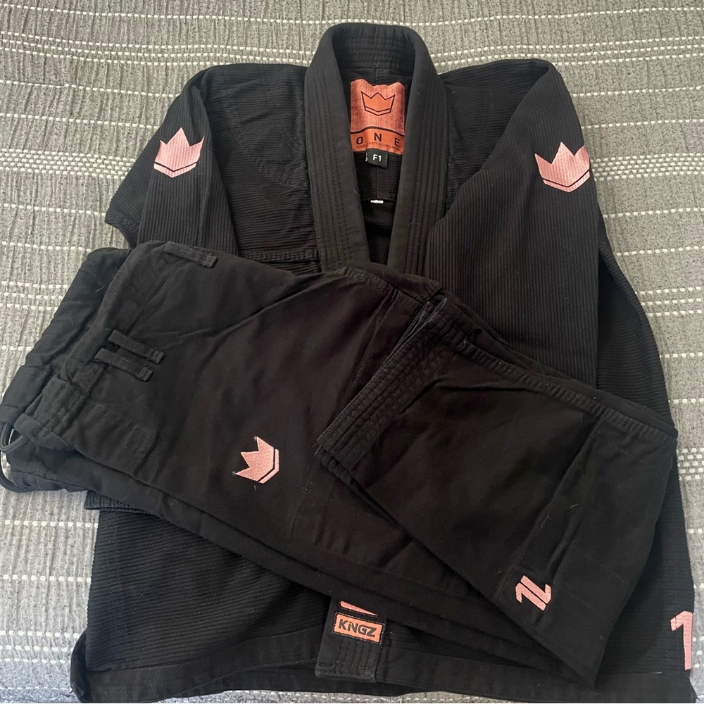Women's Black and Rose Gold Kingz Jiu Jitsu Gi F1